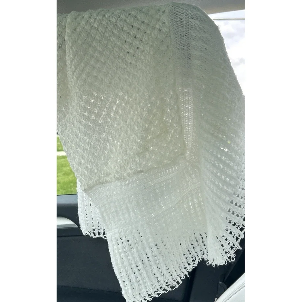 Vintage White Baby Blanket Lace Knit Christening Shower Gift Delicate Baptism 80